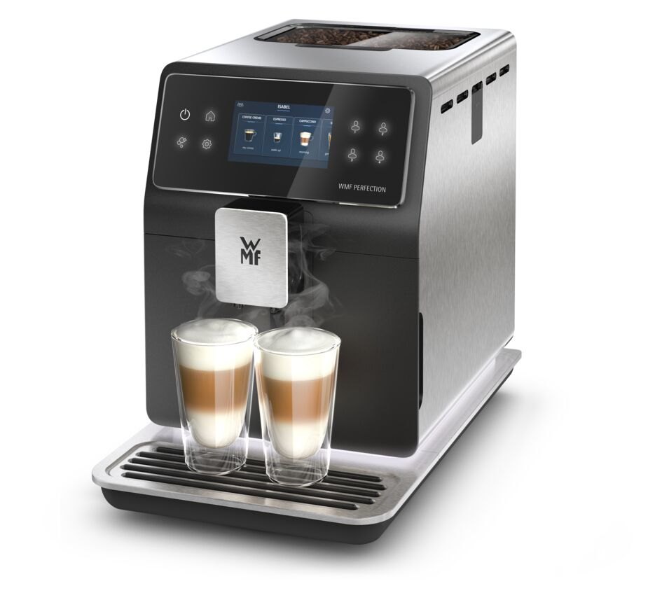Cafetera superautomática - WMF CP850D15 Perfection 840L, 15 bar, 1550 W, 2 Tazas, Pantalla TFT 3.5", Inox/Negro