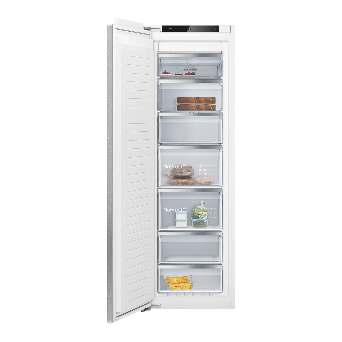 Congelador vertical - Siemens GI81NACE0, Serie IQ500, 212 l, 177.2 cm, No Frost, Cierre SoftClose, Sin panelar