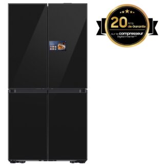 Frigorífico americano - Samsung Bespoke AI RM90F67CECEF, Hybrid Cooling, 185.3 cm, 654 l, No Frost, Negro