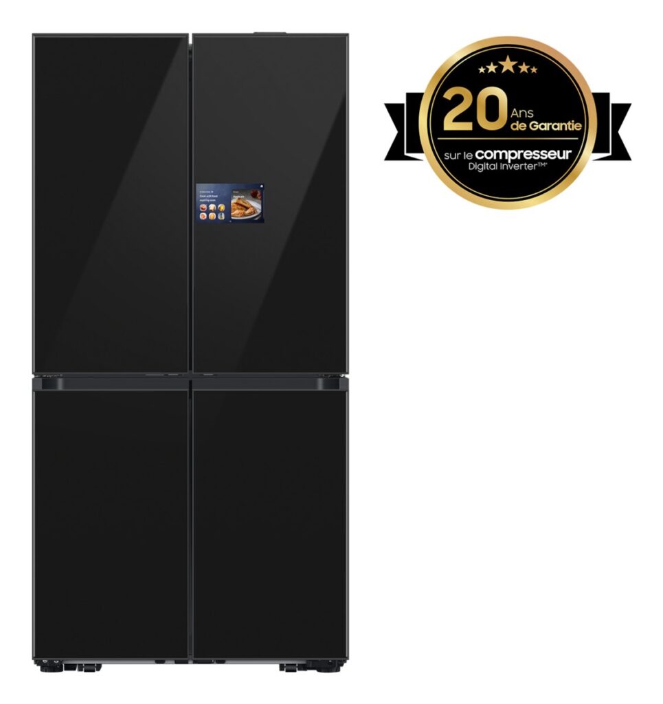 Frigorífico americano – Samsung Bespoke AI RM90F67CECEF, Hybrid Cooling, 185.3 cm, 654 l, No Frost, Negro