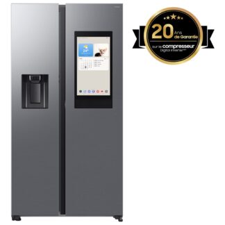 Frigorífico americano - Samsung Family Hub Bespoke AI RS90F66BETEF, Twin Cooling, 178.4 cm, 614 l, Dispensador agua y hielo, Balda botellero, Inox