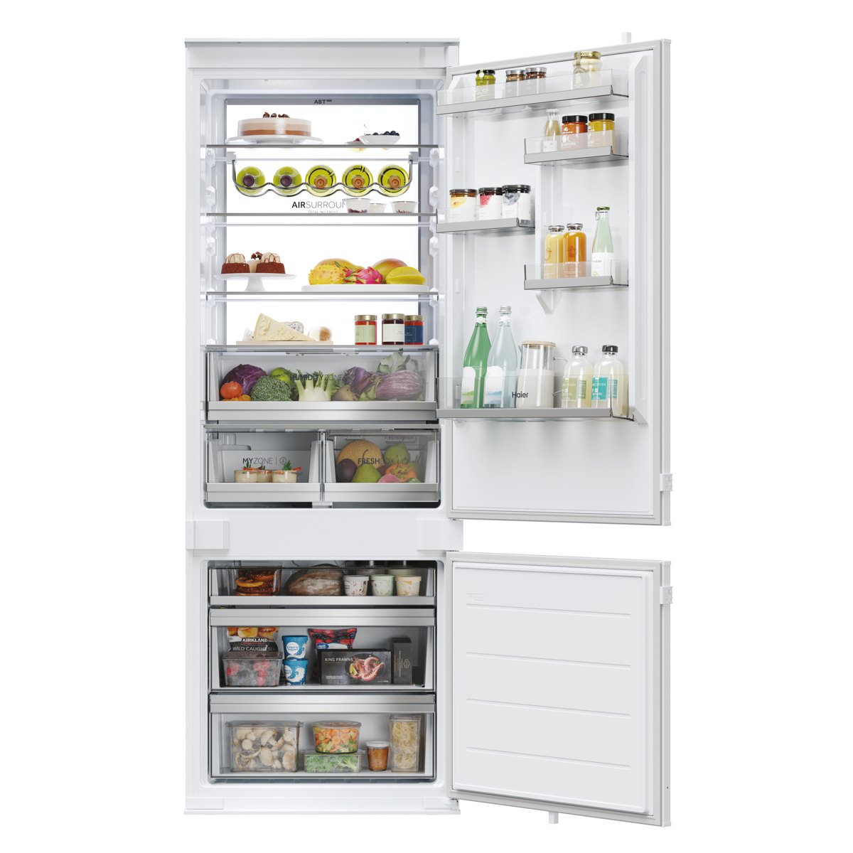 Frigorífico combi integrable - Haier HBW7719DT, TNF Duo Cooling, 193.5 cm, 400 l, Sin Panelar