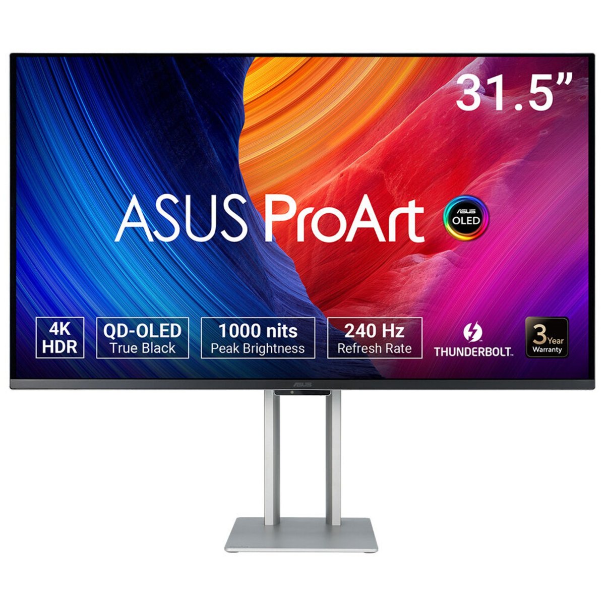 Monitor gaming - asus ProArt OLED PA32UCDM, 31.5" UHD 4K, 240 Hz, 0.1 ms GtG, Altavoces integrados, OLED, 100% sRGB, DisplayHDR, Plata