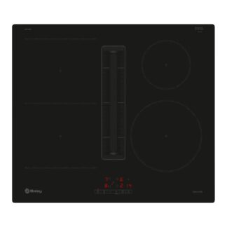 Placa de inducción con extractor - Balay 3EBC963ER, 7400 W, 4 Zonas, Escape/Convección cambiable, Zona flex inducción, Negro