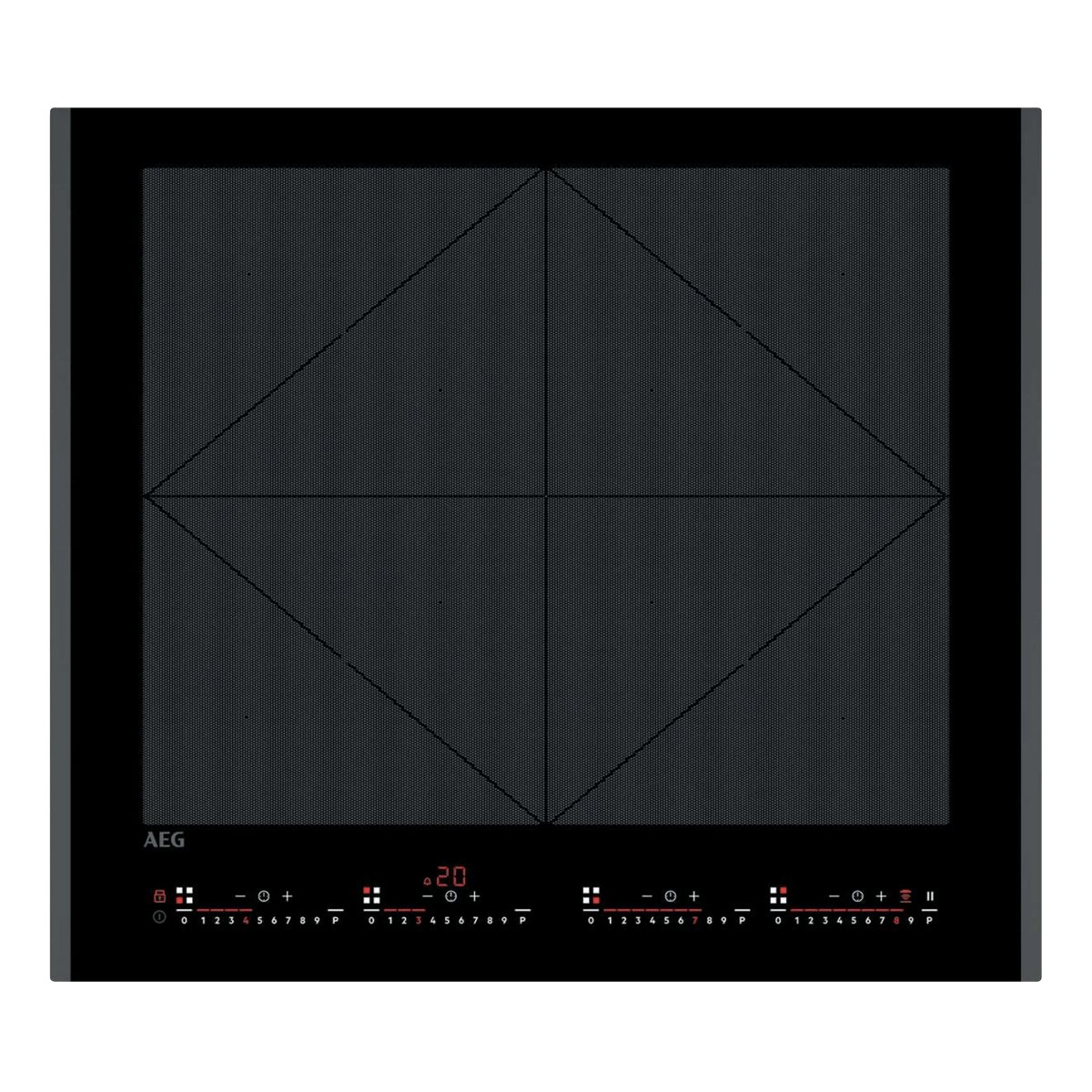 Placa inducción - AEG TR64IT00FB, 4 zonas Flex de 22 cm, Función Puente, Mandos independientes, 59 cm, Negro