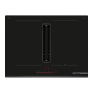Placa inducción con extractor integrado - Bosch PVQ731H26E, Serie 6, 4 Zonas, 2 zonas Flex, 9, Función CombiInducción, PerfectFry Plus, 70 cm, Negro