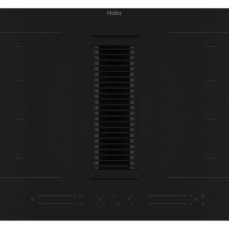 Placa inducción con extractor integrado - Haier HAIH82MTMCF, 4 Zonas Flex, 15 niveles de potencia en cocción + Booster, Negro