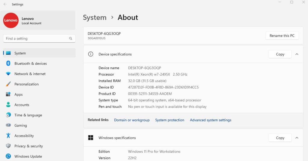 Lenovo ThinkStation P5 Xeon W7-2495X / 32GB / 4TB