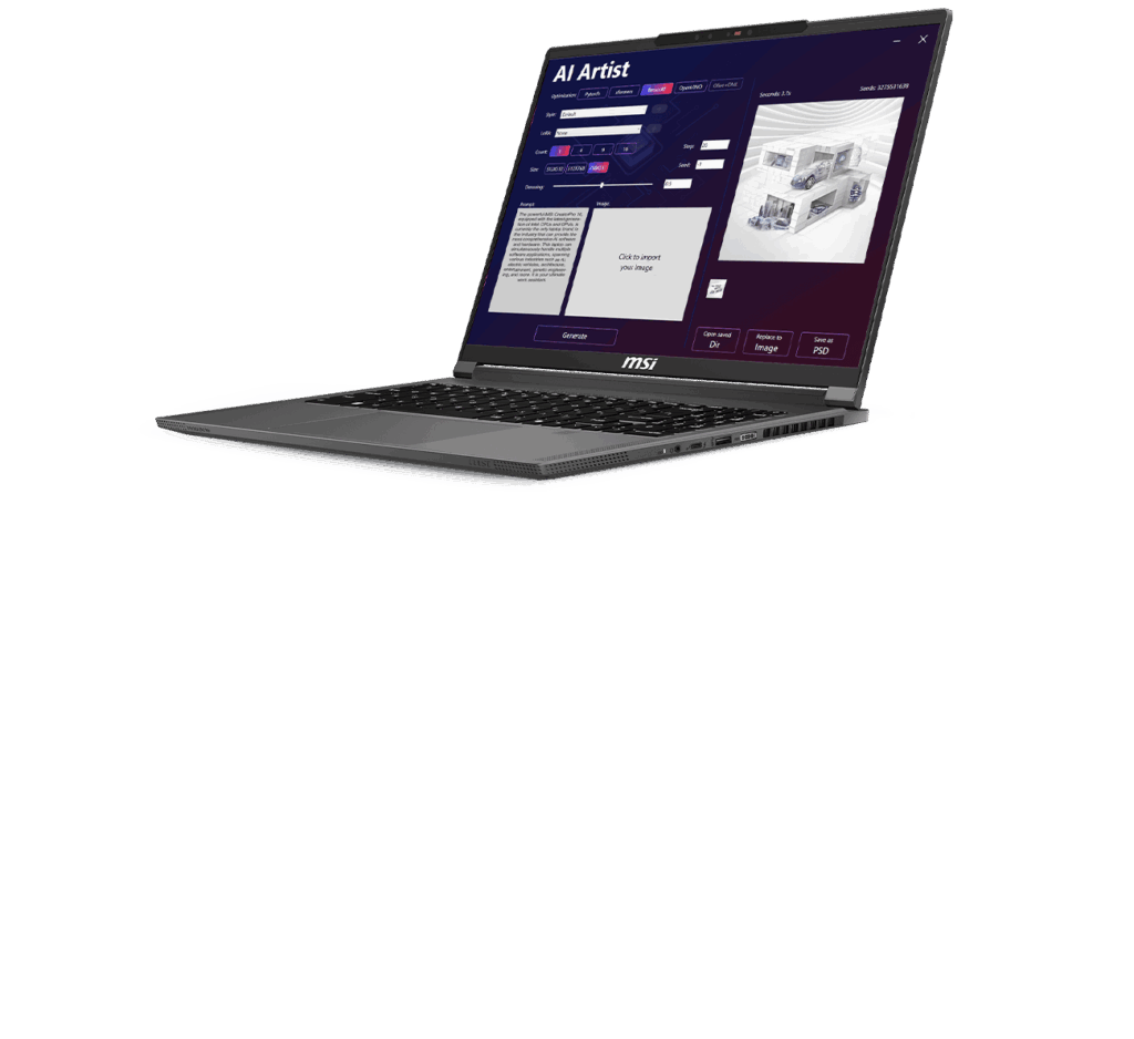 MSI CreatorPro 16 AI Studio Ultra 9 185H / RTX 3000 Ada / 64GB / 2TB