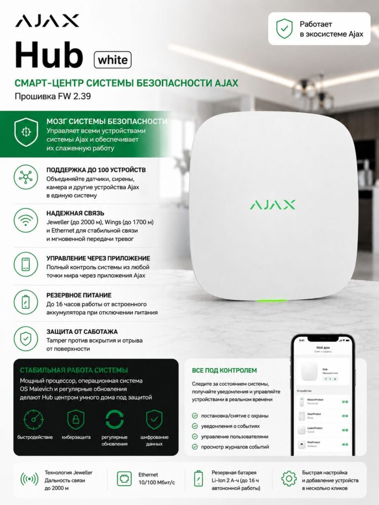 Ajax Hub 2 Plus + 10 Dispositivos Kit