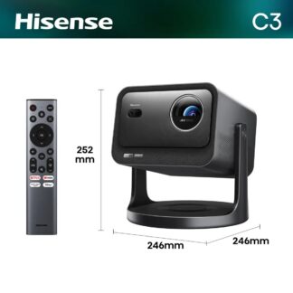 Proyector - Hisense C3, 3840 x 2160 píxeles, 25000 h,TriChroma UHD 4K, Hasta 300", Movimiento 360º, Gris metalizado