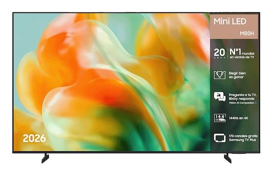 TV Mini LED 85" - Samsung TU85M80HAUXXC, UHD 4K, NQ4 AI Gen2 Processor, Smart TV, Full AI, Negro