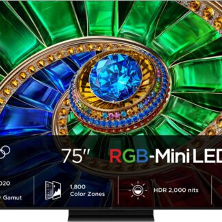 TV RGB Mini LED 75" - TCL 75RM7L, 4K, TSR AiPQ, Smart TV,HDR de hasta 2000 nits, Dolby Vision y Atmos, Panel HVA Pro, Negro