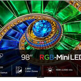 TV RGB Mini LED 98" - TCL 98RM7L, 4K, TSR AiPQ, Smart TV,HDR de hasta 2000 nits, Dolby Vision y Atmos, Panel HVA Pro, Negro