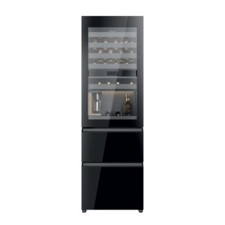 Vinoteca integrable - Haier In-Vista CSW9619ENGBW, Total No Frost, Duo Cooling, Air Flow Natural System, 40 botellas, Negro